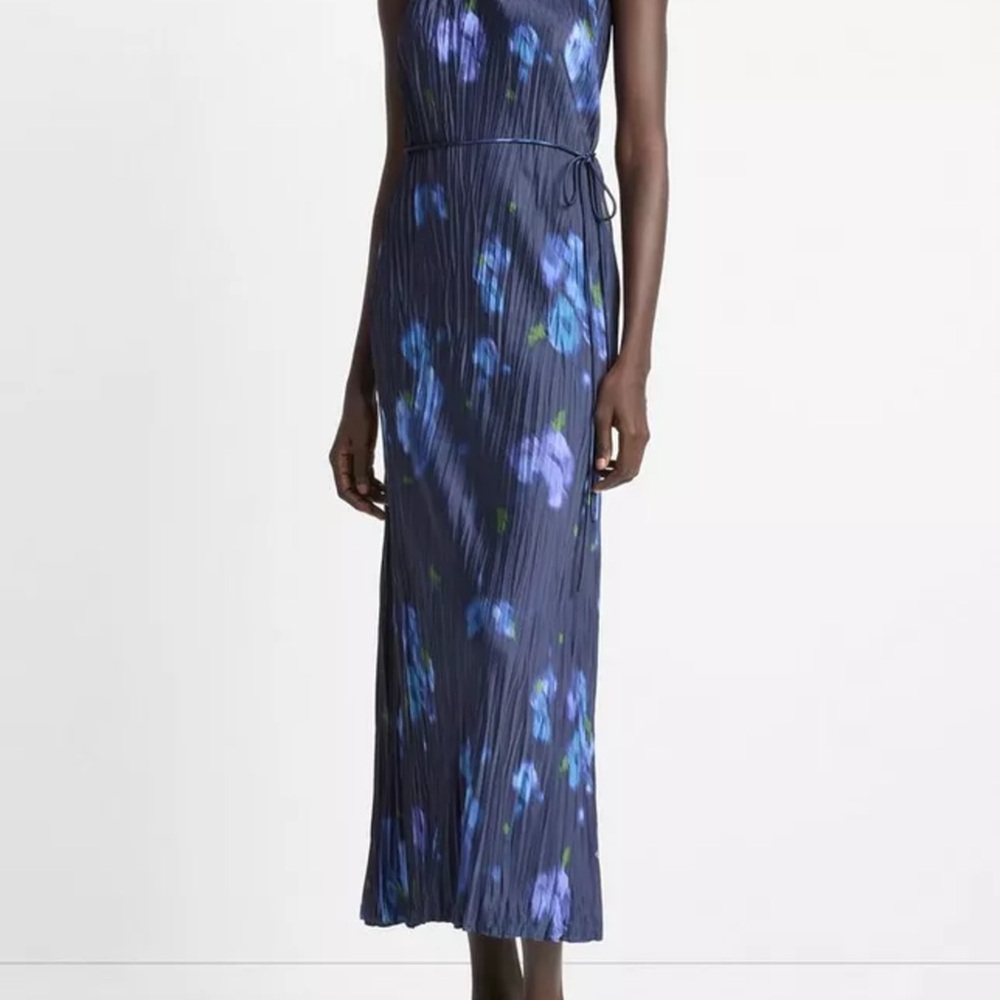 Vince Poppy Blur Crushed Satin Dress - Midnight